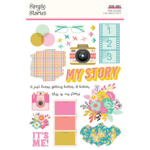 Simple Stories - True Colors Collection - Rub Ons 1 Simple Stories - True Colors Collection - Rub Ons