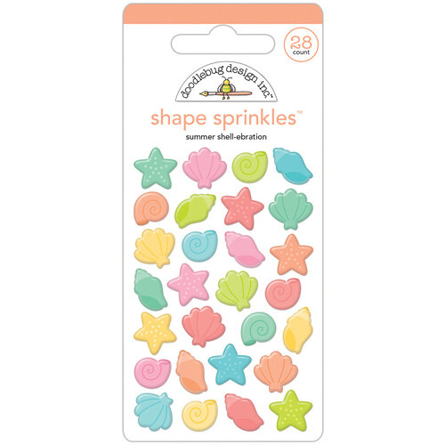 Doodlebug Design - Seaside Summer Collection - Stickers - Shape Sprinkles - Enamel - Summer Shell-ebration