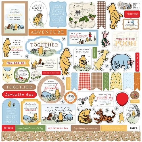 Echo Park - Winnie The Pooh Collection - 12 x 12 Cardstock Stickers - Elements 1 Echo Park - Winnie The Pooh Collection - 12 x 12 Cardstock Stickers - Elements