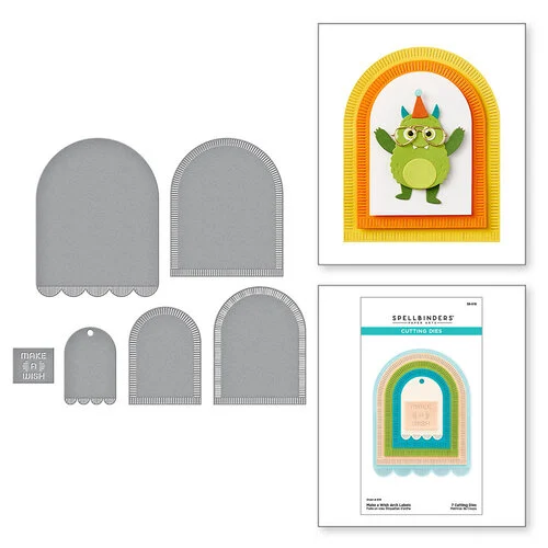 Spellbinders - Monster Birthday Collection - Etched Dies - Make a Wish Arch Labels 3 Spellbinders - Monster Birthday Collection - Etched Dies - Make a Wish Arch Labels