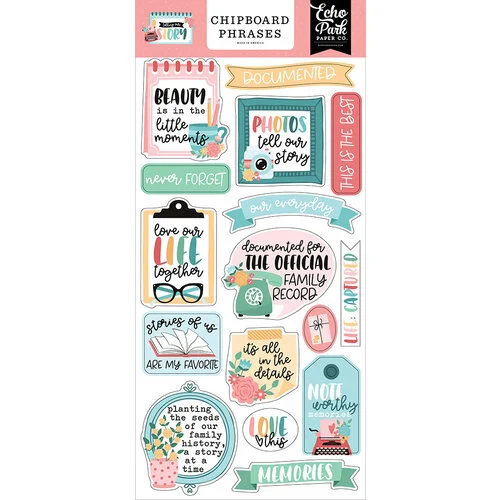 Echo Park - Telling Our Story Collection - Chipboard Embellishments - Phrases 1 Echo Park - Telling Our Story Collection - Chipboard Embellishments - Phrases