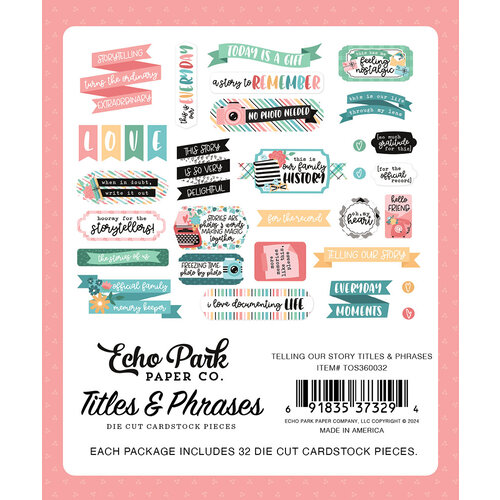 Echo Park - Telling Our Story Collection - Ephemera - Titles And Phrases