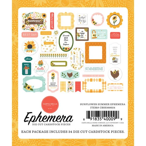 Carta Bella Paper - Sunflower Summer Collection - Ephemera