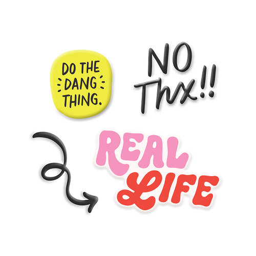 American Crafts - Whatevs Collection - Puffy Stickers - Phrase - Glossy Puffy