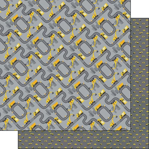 Scrapbook Customs - 12 x 12 Double Sided Paper - Construction Time 1 Scrapbook Customs - 12 x 12 Double Sided Paper - Construction Time