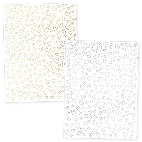 Scrapbook.com - Handwritten Hearts - Metallic Rub-On Transfers - 6x8 - 2 Sheets
