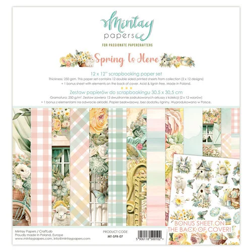 Mintay Papers - Spring Is Here Collection - 12 x 12 Paper Set 1 Mintay Papers - Spring Is Here Collection - 12 x 12 Paper Set