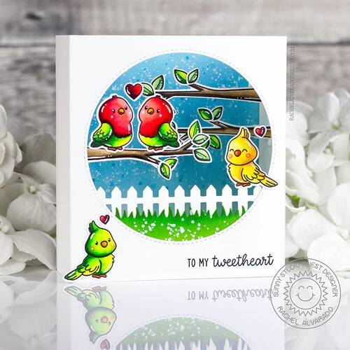 Sunny Studio Stamps - Clear Photopolymer Stamps - Love Birds