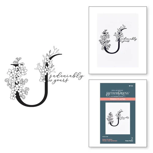 Spellbinders - Every Occasion Floral Alphabet Collection - Press Plate - U 2 Spellbinders - Every Occasion Floral Alphabet Collection - Press Plate - U