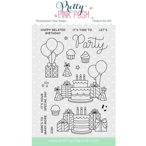 Pretty Pink Posh - Clear Photopolymer Stamps - Party Time 1 Pretty Pink Posh - Clear Photopolymer Stamps - Party Time