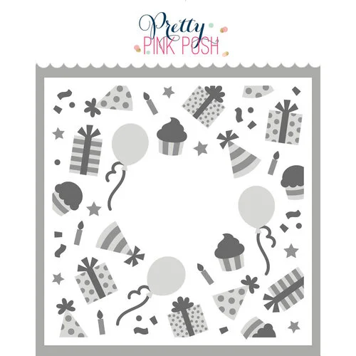 Pretty Pink Posh - Layering Stencils - Birthday Wreath