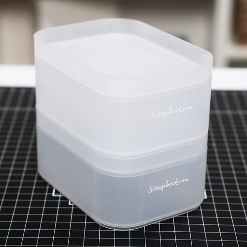 Scrapbook.com - Small Storage Bin with Lid - Frost - 2 Pack