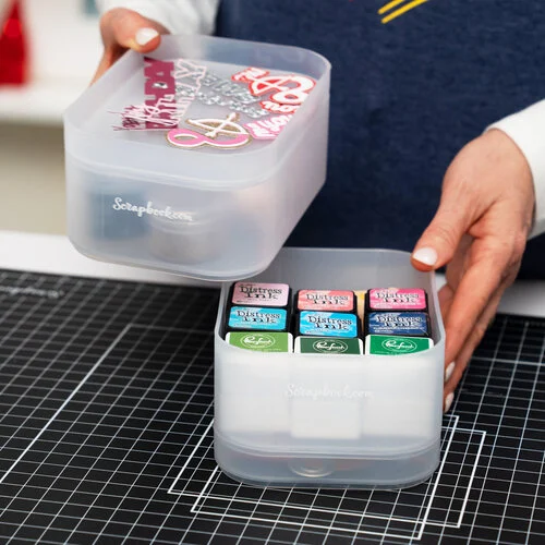 Scrapbook.com - Small Storage Bin with Lid - Frost - 2 Pack