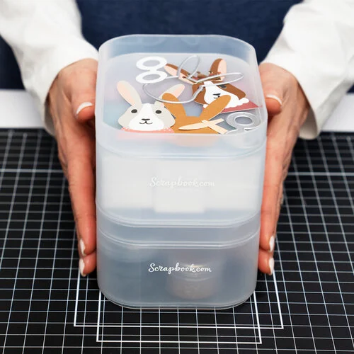 Scrapbook.com - Small Storage Bin with Lid - Frost - 2 Pack