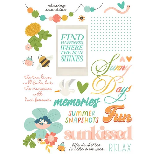 Simple Stories - Summer Snapshots Collection - Rub Ons 4 Simple Stories - Summer Snapshots Collection - Rub Ons