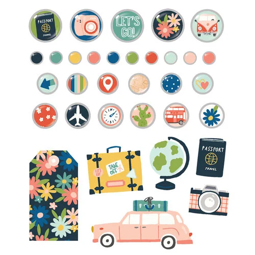 Simple Stories - Pack Your Bags Collection - Self Adhesive Decorative Brads 2 Simple Stories - Pack Your Bags Collection - Self Adhesive Decorative Brads