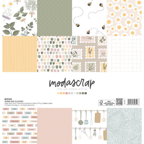 ModaScrap - 12 X 12 Paper Pack - Herbs And Flowers 1 ModaScrap - 12 X 12 Paper Pack - Herbs And Flowers