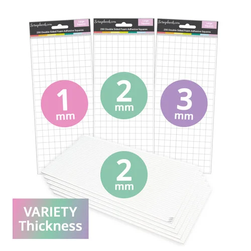 Scrapbook.com - Double Sided Adhesive Foam Squares and Strips - White - 1mm, 2mm, 3mm Thickness 1 Scrapbook.com - Double Sided Adhesive Foam Squares and Strips - White - 1mm, 2mm, 3mm Thickness