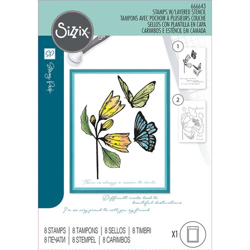 Sizzix - Stacey Park - Clear Stamps and Stencils Set - Cosmopolitan - Farfallina 1 Sizzix - Stacey Park - Clear Stamps and Stencils Set - Cosmopolitan - Farfallina