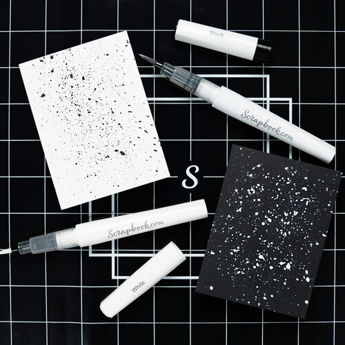 Scrapbook.com - Lustre Brush Marker Set - Black and White - 2 Pack 6 Scrapbook.com - Lustre Brush Marker Set - Black and White - 2 Pack