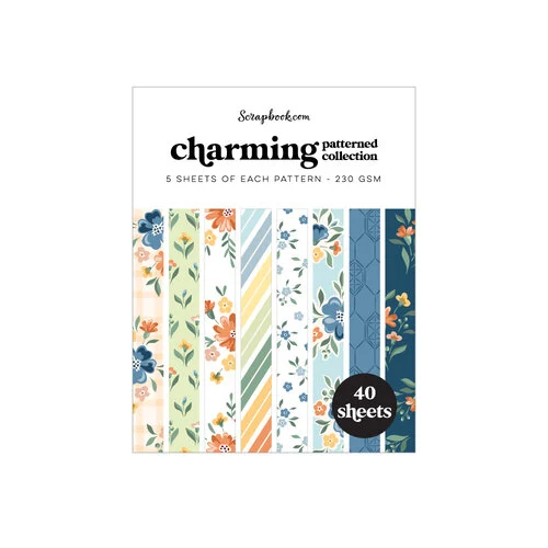 Scrapbook.com - Charming - Patterned Cardstock Paper Pad - Double Sided - A2 - 4.25 x 5.5 - 40 Sheets