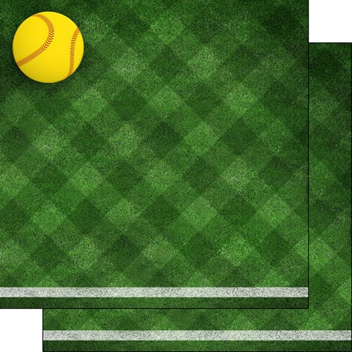 Scrapbook Customs - 12 x 12 Double Sided Paper - Softball On Field 1 Scrapbook Customs - 12 x 12 Double Sided Paper - Softball On Field