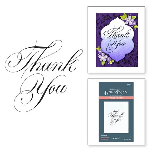 Spellbinders - BetterPress Collection - Press Plates - Copperplate Everyday Sentiments - Thank You 1 Spellbinders - BetterPress Collection - Press Plates - Copperplate Everyday Sentiments - Thank You