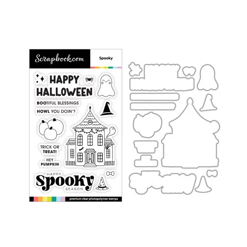 Scrapbook.com - Photopolymer Stamp Set and Coordinating Die - Spooky 1 Scrapbook.com - Photopolymer Stamp Set and Coordinating Die - Spooky
