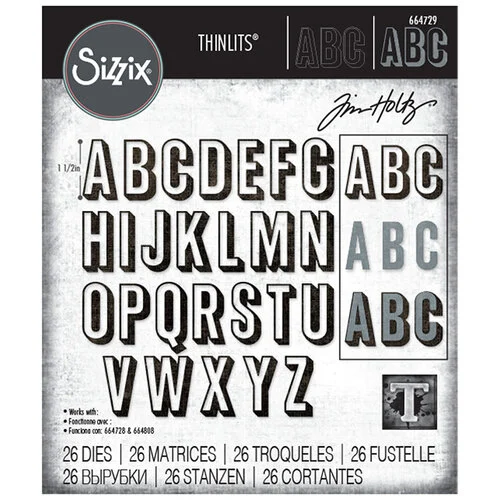 Sizzix - Tim Holtz - Thinlits Dies - Alphanumeric Shadow Upper 1 Sizzix - Tim Holtz - Thinlits Dies - Alphanumeric Shadow Upper