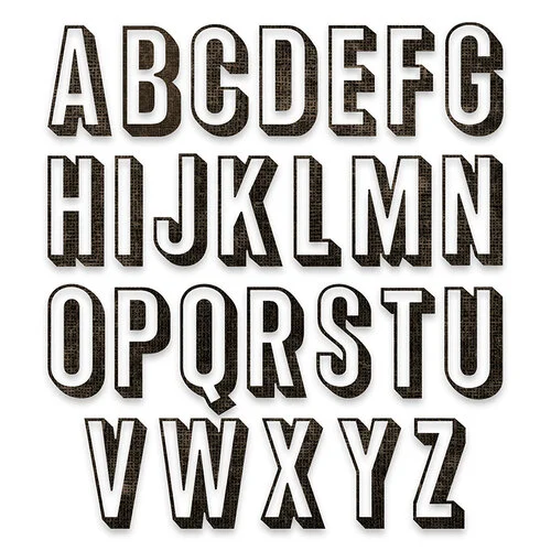Sizzix - Tim Holtz - Thinlits Dies - Alphanumeric Shadow Upper 2 Sizzix - Tim Holtz - Thinlits Dies - Alphanumeric Shadow Upper