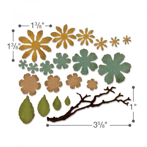 Sizzix - Tim Holtz - Alterations Collection - Thinlits Dies - Small Tattered Florals