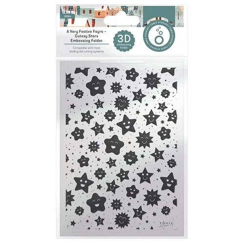 Tonic Studios - A Very Festive Fayre Collection - 3D Embossing Folder - Cutesy Stars