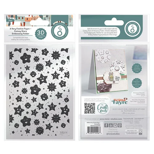 Tonic Studios - A Very Festive Fayre Collection - 3D Embossing Folder - Cutesy Stars