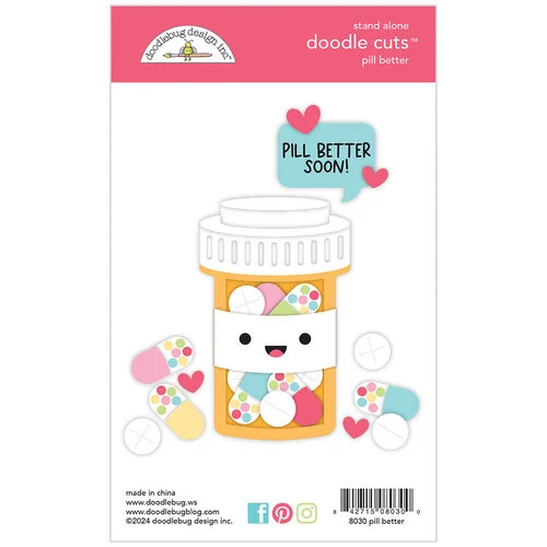 Doodlebug Design - Happy Healing Collection - Doodle Cuts - Metal Dies - Pill Better