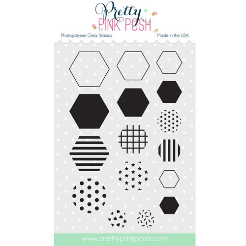 Pretty Pink Posh - Clear Photopolymer Stamps - Decorative Hexagons