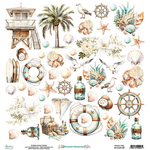 Mintay Papers - Coastal Memories Collection - 12 x 12 Double Sided Paper - Elements