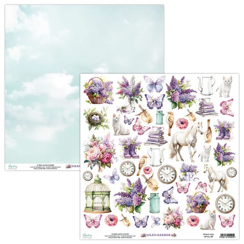 Mintay Papers - Lilac Garden Collection - 12 x 12 Double Sided Paper - Elements 1 Mintay Papers - Lilac Garden Collection - 12 x 12 Double Sided Paper - Elements
