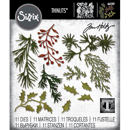 Sizzix - Tim Holtz - Thinlits Dies - Vault Holiday Greens Mini 1 Sizzix - Tim Holtz - Thinlits Dies - Vault Holiday Greens Mini