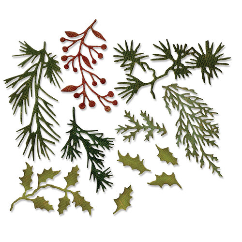 Sizzix - Tim Holtz - Thinlits Dies - Vault Holiday Greens Mini 3 Sizzix - Tim Holtz - Thinlits Dies - Vault Holiday Greens Mini