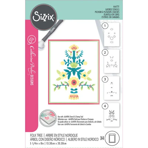 Sizzix - Catherine Pooler Designs - Layered Stencils - Folk Tree 1 Sizzix - Catherine Pooler Designs - Layered Stencils - Folk Tree