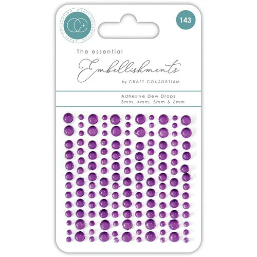 Craft Consortium - The Essential Embellishments - Adhesive Dew Drops - Purple