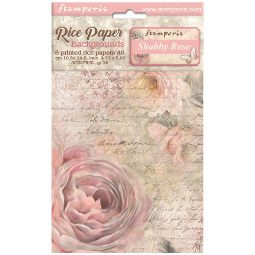 Stamperia - Shabby Rose Collection - A6 Rice Paper - 8 Pack 1 Stamperia - Shabby Rose Collection - A6 Rice Paper - 8 Pack