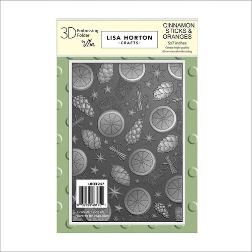 Lisa Horton Crafts - 3D Embossing Folder - Cinnamon Sticks and Oranges