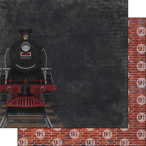 Scrapbook Customs - Wizarding World Collection - 12 x 12 Double Sided Paper - Train 1 Scrapbook Customs - Wizarding World Collection - 12 x 12 Double Sided Paper - Train