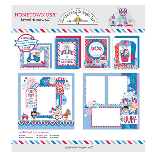 Doodlebug Design - Hometown USA Collection - Layout And Card Kit 1 Doodlebug Design - Hometown USA Collection - Layout And Card Kit