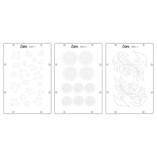 Sizzix - Studio - Stencils and Clear Stamps Set - Ikigai 2 Sizzix - Studio - Stencils and Clear Stamps Set - Ikigai