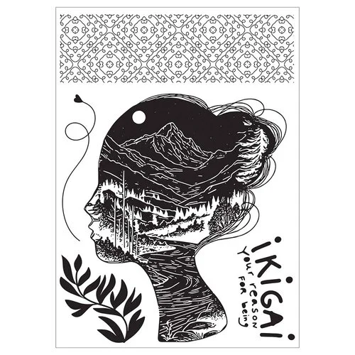Sizzix - Studio - Stencils and Clear Stamps Set - Ikigai 3 Sizzix - Studio - Stencils and Clear Stamps Set - Ikigai