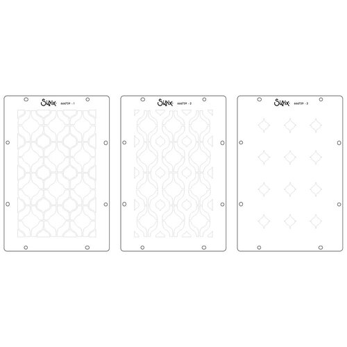 Sizzix - Studio - Stencils and Clear Stamps Set - Retro 2 Sizzix - Studio - Stencils and Clear Stamps Set - Retro