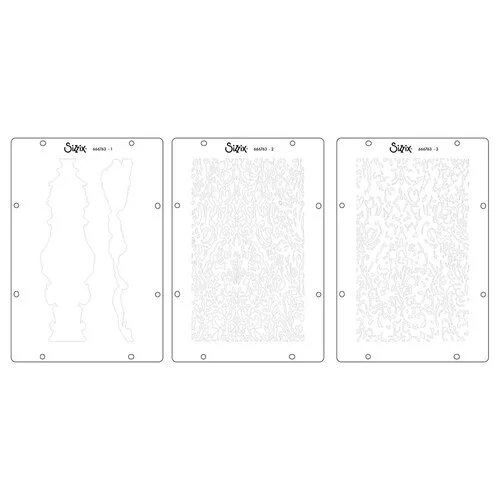 Sizzix - Studio - Stencils and Clear Stamps Set - Ornate 2 Sizzix - Studio - Stencils and Clear Stamps Set - Ornate