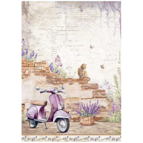 Stamperia - Lavender Collection - A4 Rice Paper - Vespa 1 Stamperia - Lavender Collection - A4 Rice Paper - Vespa